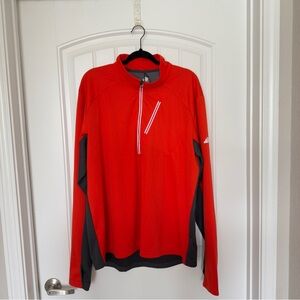 Men Eastern Mountain Sports‎ Gray Orange 1/4 Zip Pullover Sporty Athletic